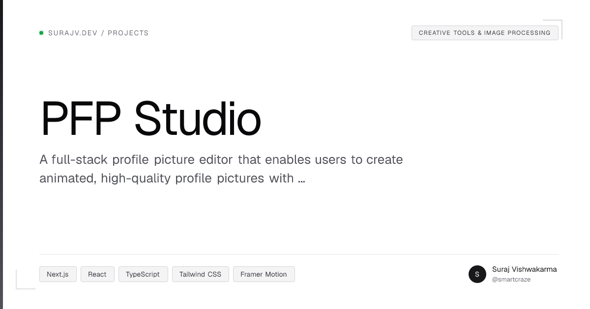 PFP Studio – Creative Tools & Image Processing | Suraj Vishwakarma